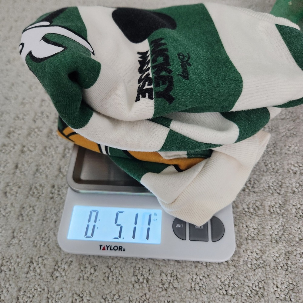 Disney Mickey Mouse Striped Green Cream Sweatshirt Kids‎ 4T Kangaroo Pocket - Picture 5 of 5